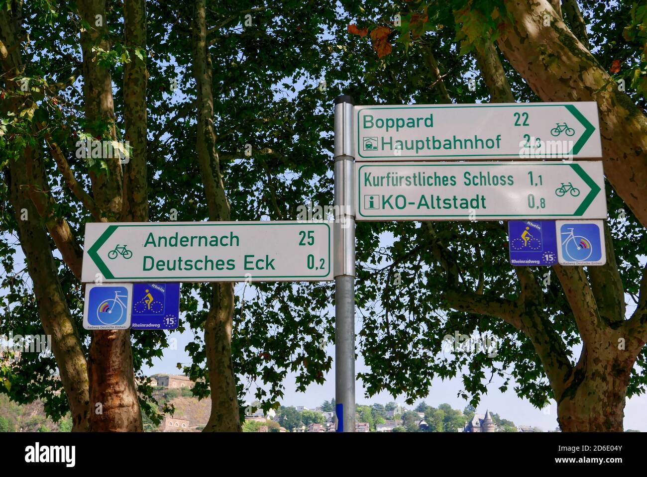 Panneau sur Konrad-Adenauer-Ufer, Koblenz, Rhénanie-Palatinat, Allemagne Banque D'Images