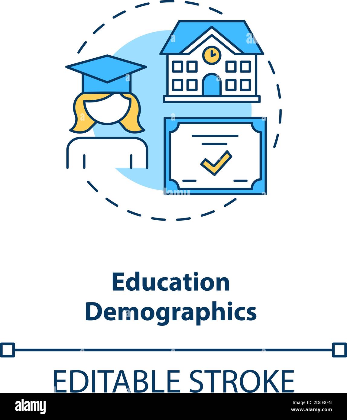 Icône de concept de données démographiques sur l'éducation Illustration de Vecteur