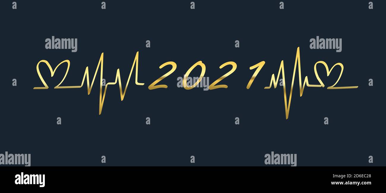 2021, avec ECG de fréquence cardiaque et de fréquence cardiaque.contexte de santé 2021.2021, nouvelle année. Banque D'Images