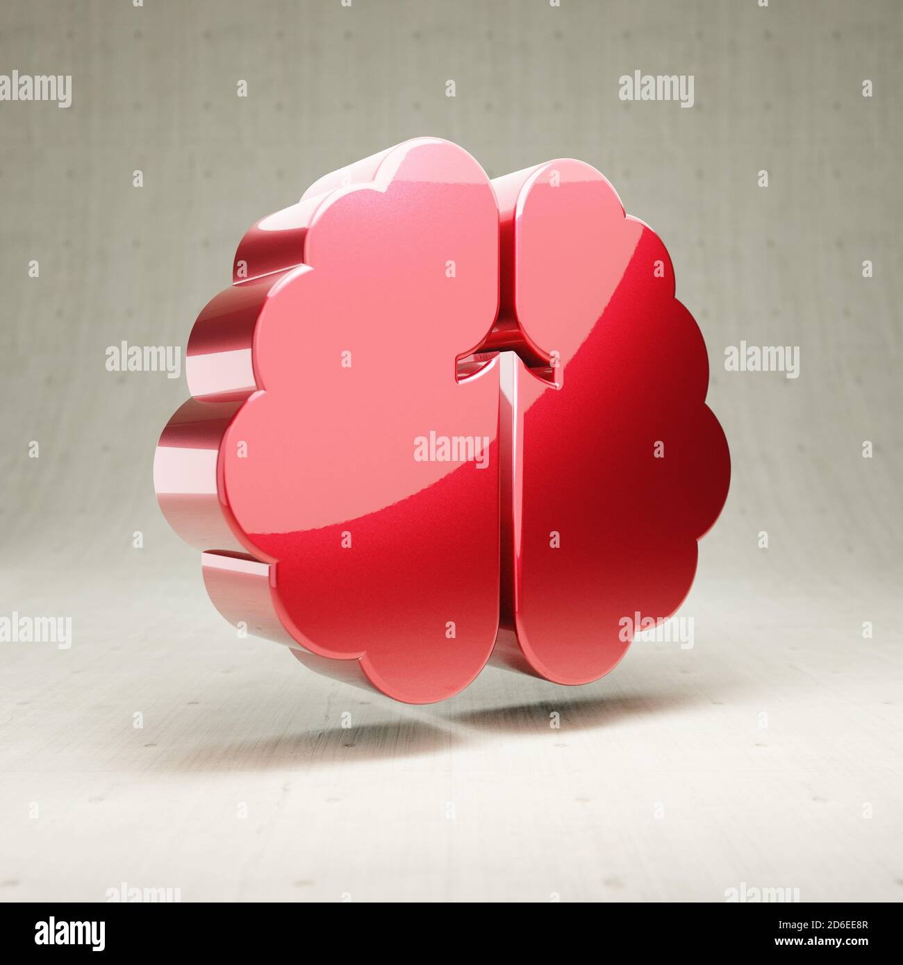 Icône cerveau. Symbole cerveau doré brillant isolé sur fond blanc en béton. Icône moderne pour site Web, médias sociaux, présentation, élément de modèle de conception. Rendu 3D. Banque D'Images
