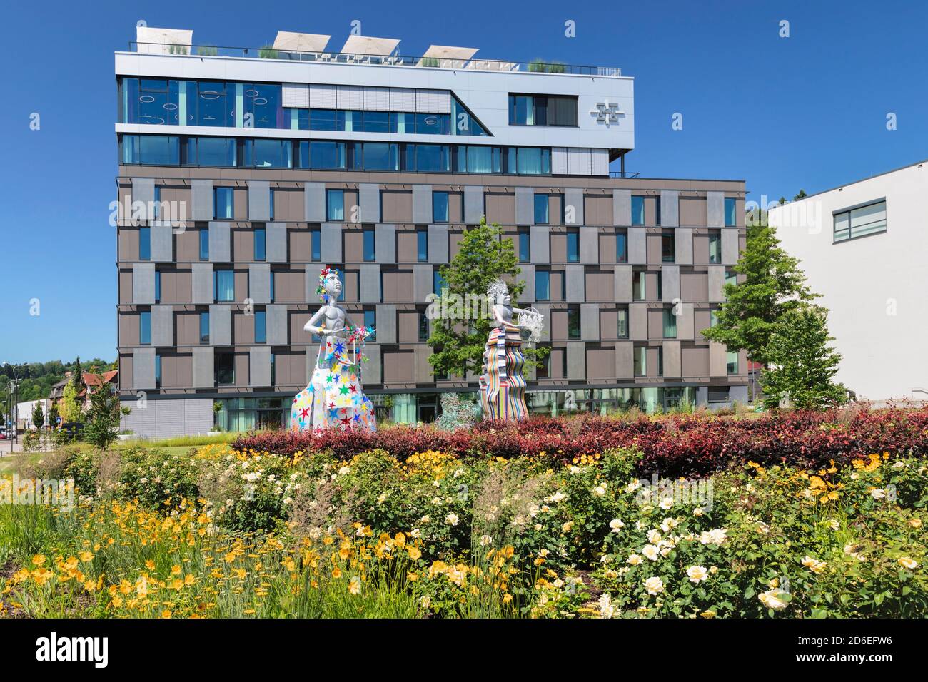 Sculptures à l'Hôtel Am Remspark pendant le salon du jardin Remstal 2019, Schwaibisch-Gmünd, Bade-Wurtemberg, Allemagne Banque D'Images