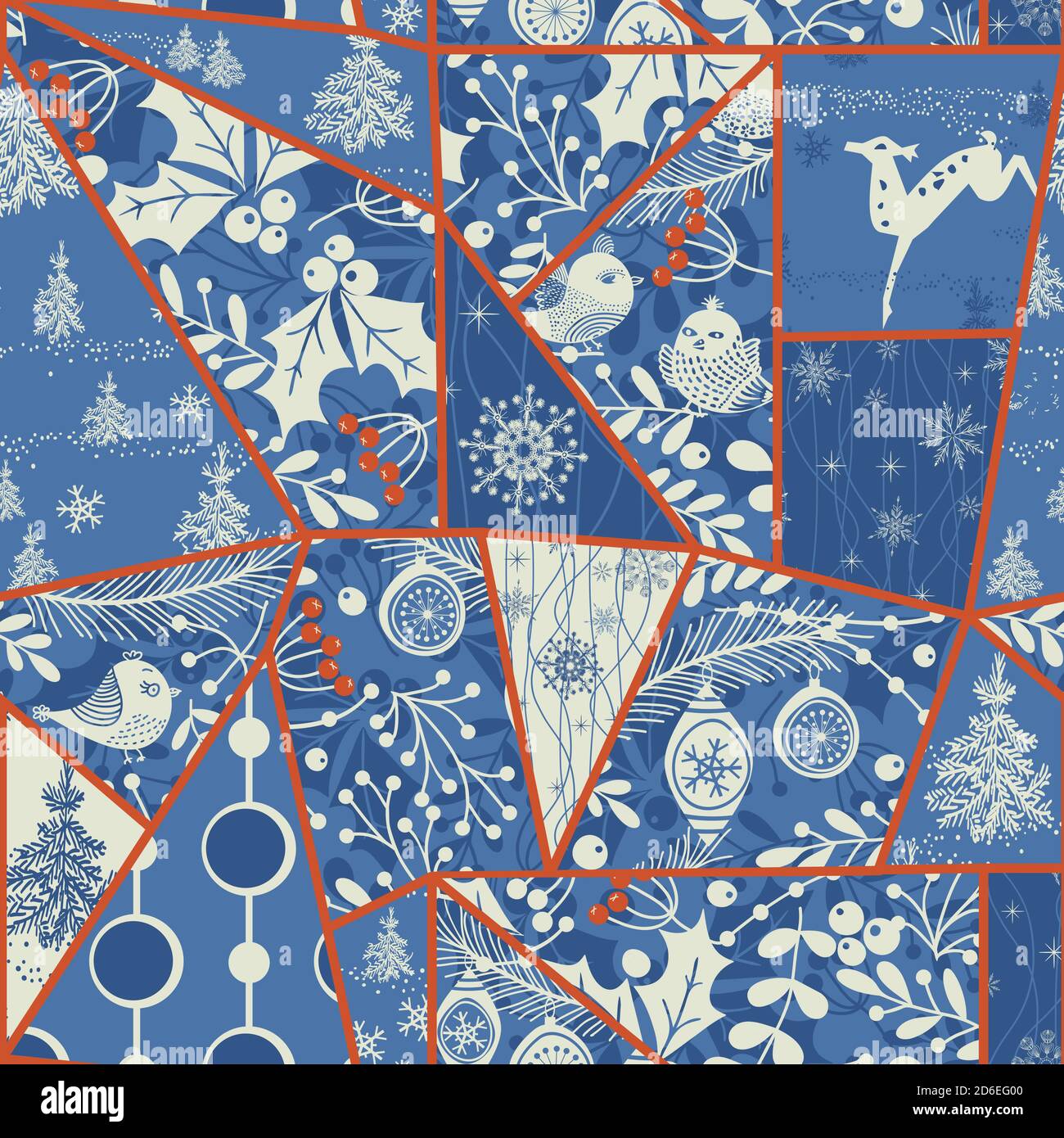 Patchwork coloré sans couture de Noël. Motif de Noël idéal pour l'emballage de papier ou de carte de vœux. Illustration vectorielle Illustration de Vecteur