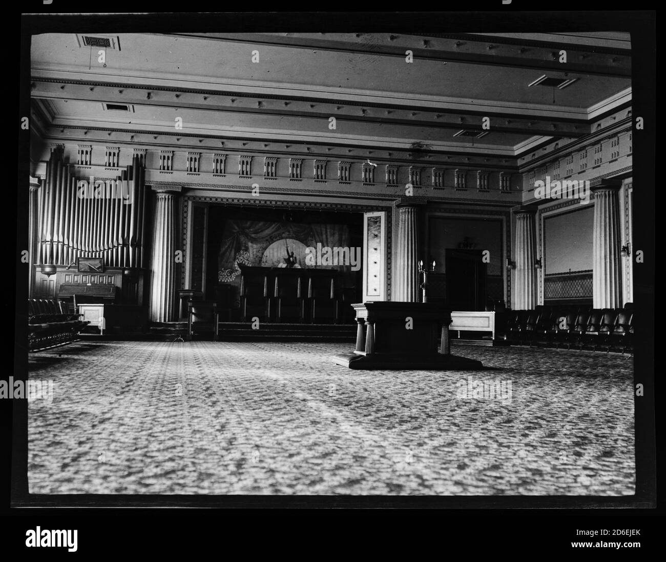 Vue intérieure du temple maçonnique du côté ouest, situé sur Oakley Boulevard entre Madison Street et Monroe Street, Chicago, Illinois, 1906. Banque D'Images
