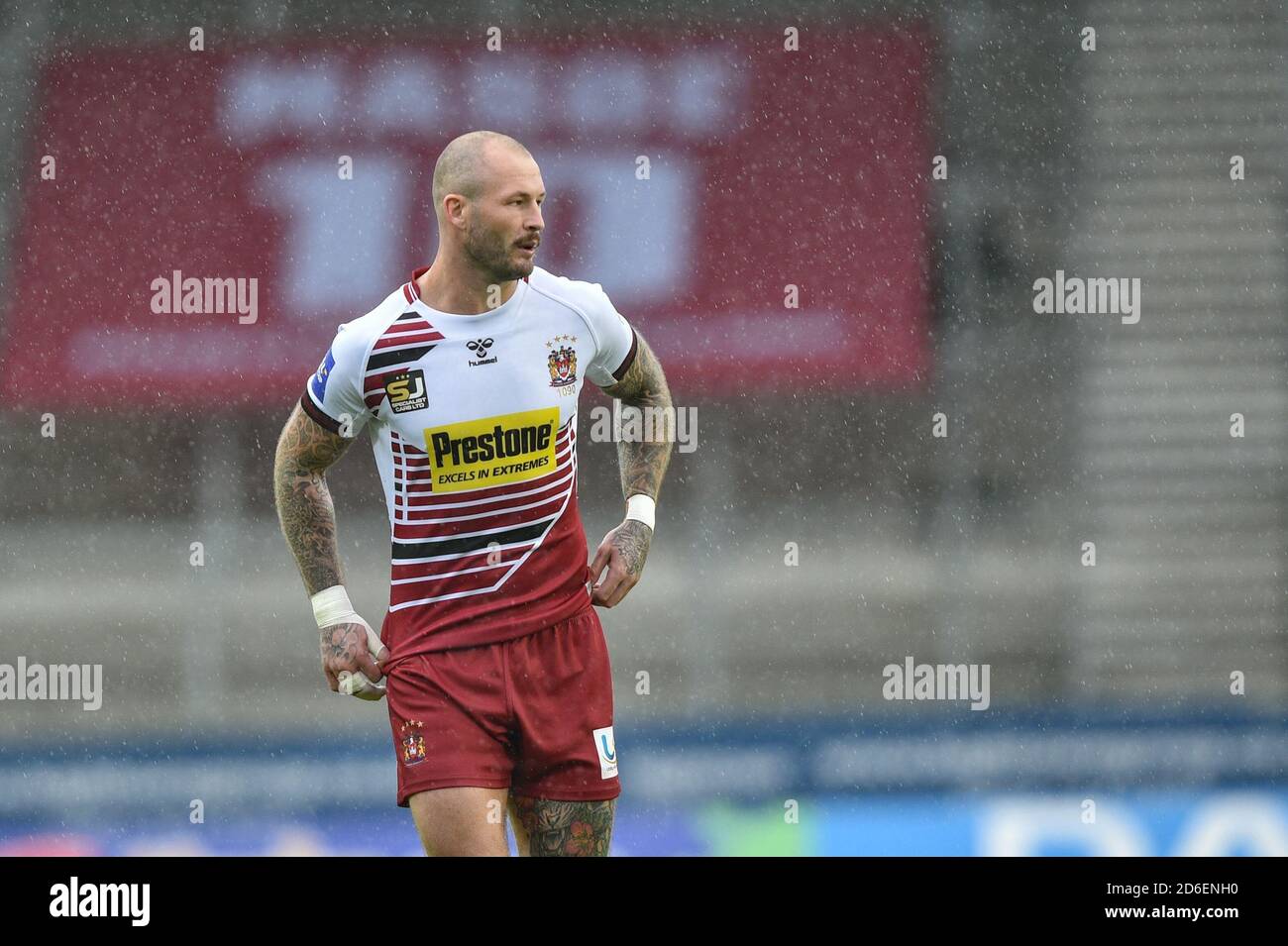 Zak Hardaker (1) de Wigan Warriors pendant le match Banque D'Images