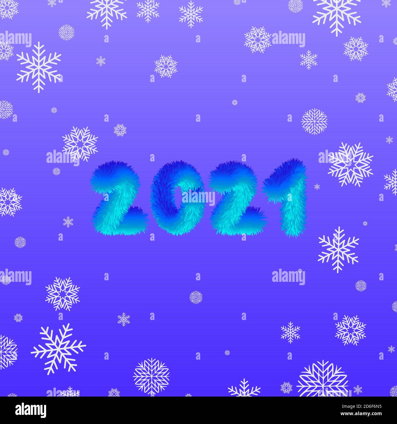 Modèle de carte du nouvel an 2021. Motif flocons de neige patrn blanc et bleu classique. Illustration de Vecteur