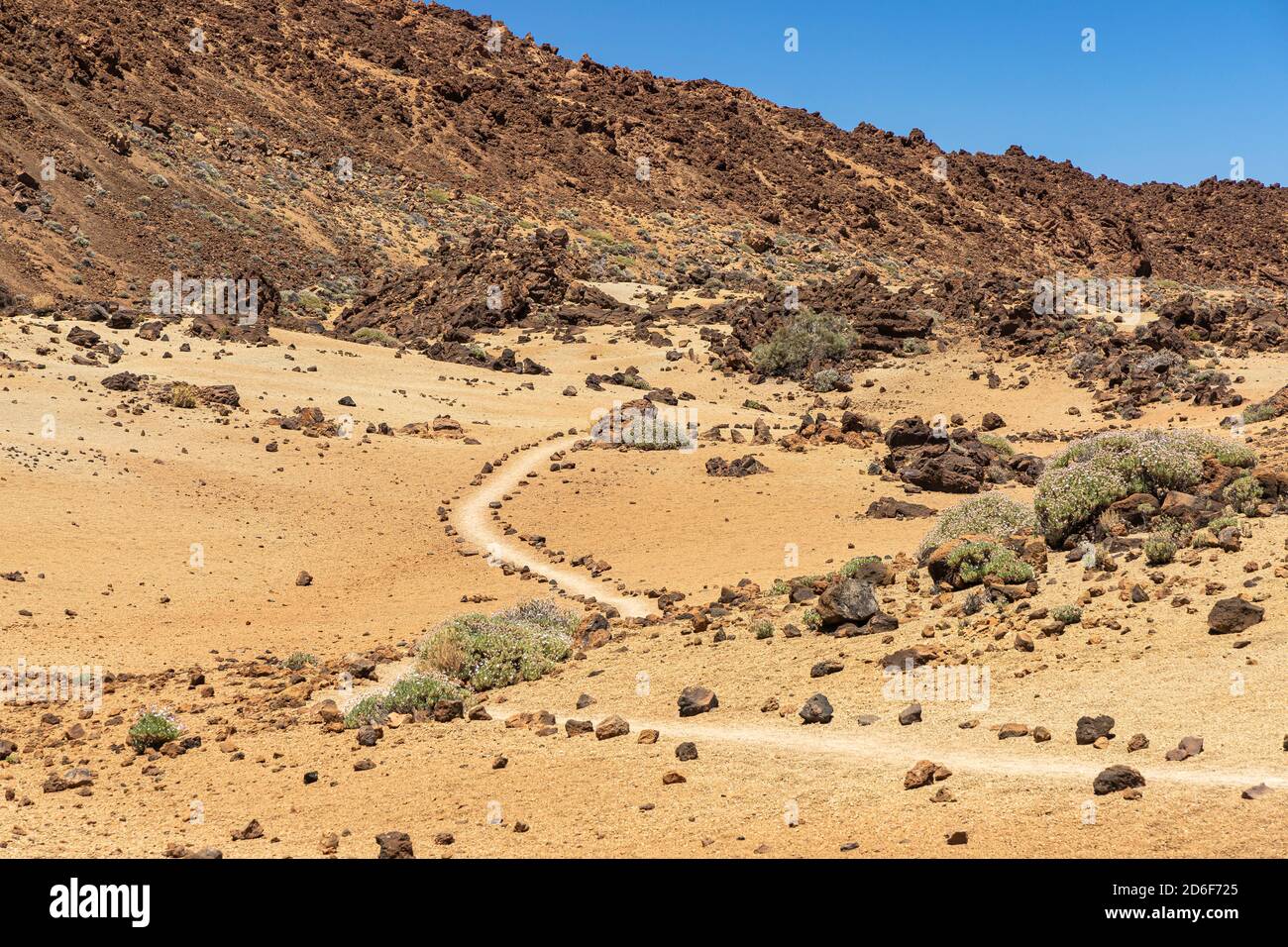 Paysage de sable jaune-orange 'minas de San Jose' dans le parc national d'El Teide, Tenerife, Espagne Banque D'Images