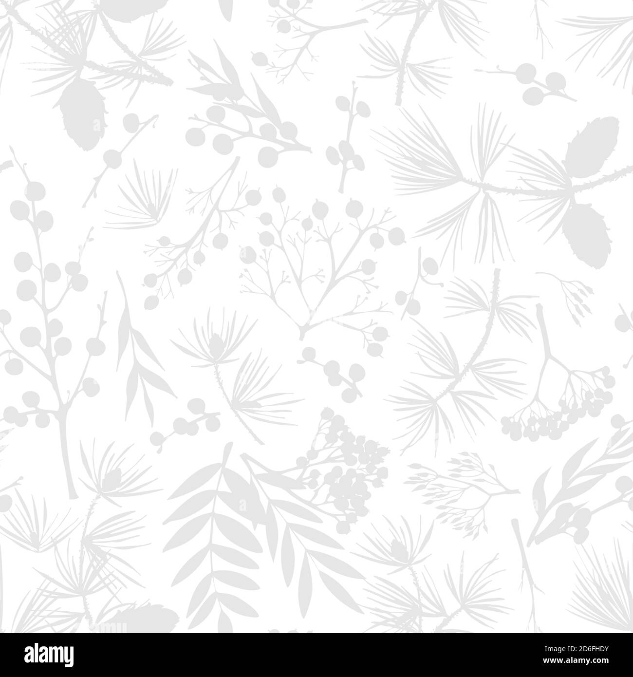 Motif de noël d'hiver sans couture avec brindilles, baies et feuilles de plantes isolées sur fond blanc. Croquis botanique vintage dessiné à la main Illustration de Vecteur