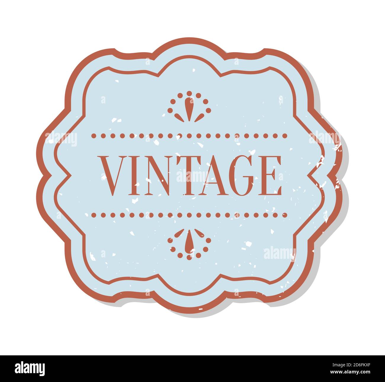 Étiquette de couleur vintage avec élément décoratif gringe. Modèle de texte de cadre d'autocollant de style plat. Bannière rétro, design menu, badge unique vintage isolé sur illustration vectorielle blanche Illustration de Vecteur