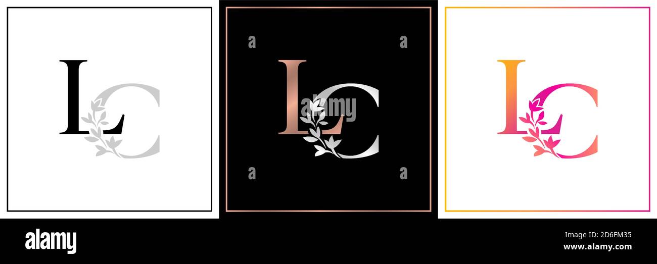 LC monogramme, LC initial Wedding , LC logo Company, LC icon business, signe, CL symbole avec variation trois dessins de minimal, élégance, coloré Illustration de Vecteur