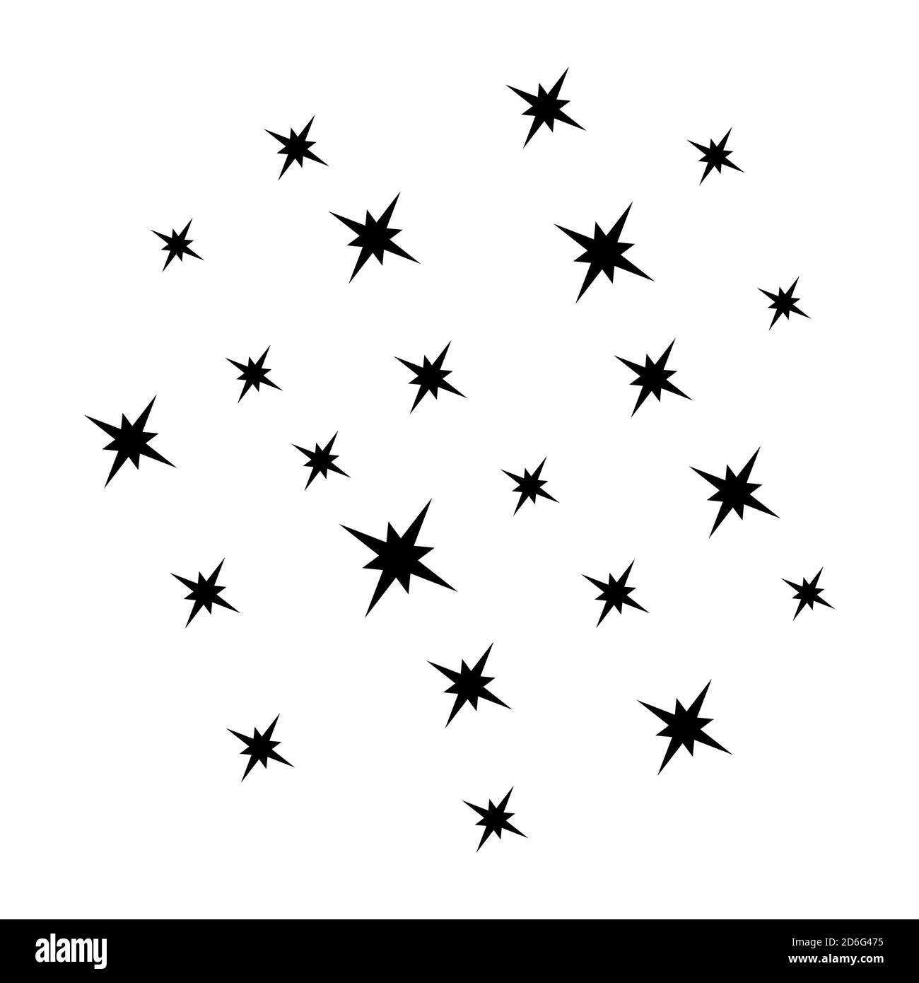 Arrière-plan étoiles. Étincelles isolées sur blanc. Étoiles vectorielles brillantes. Noir sur blanc. . Illustration vectorielle Illustration de Vecteur