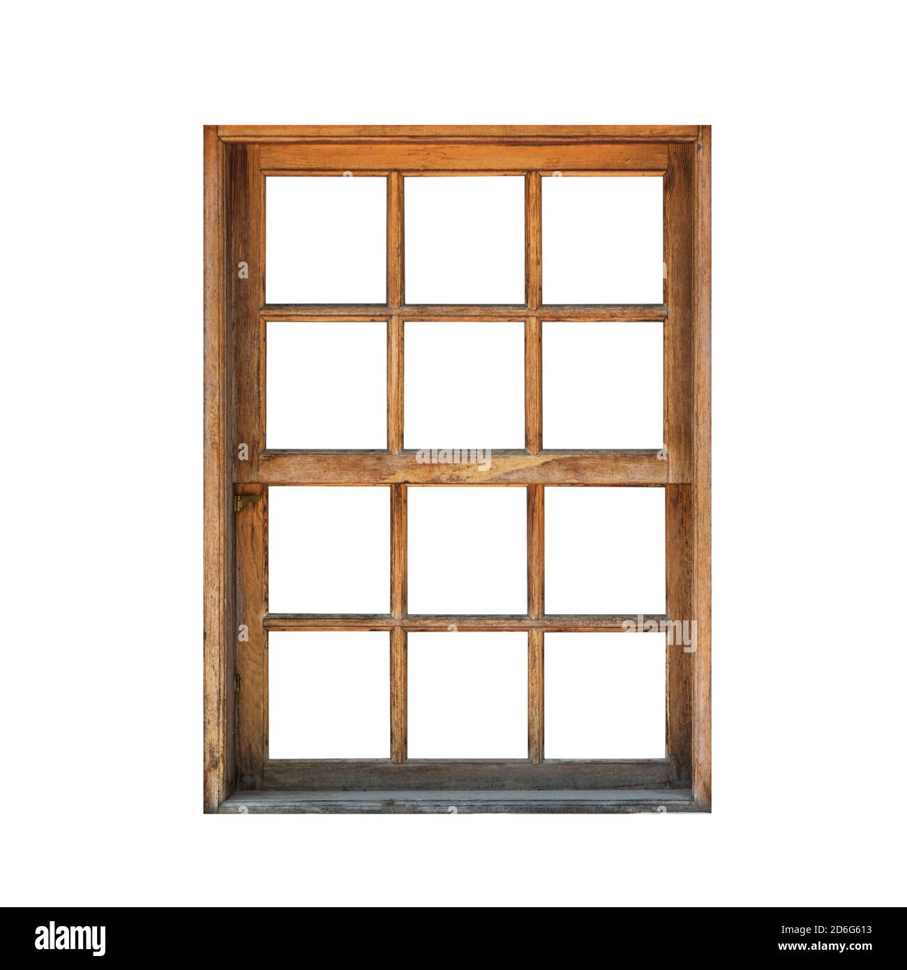 Fenêtre en bois isolé sur fond blanc Banque D'Images