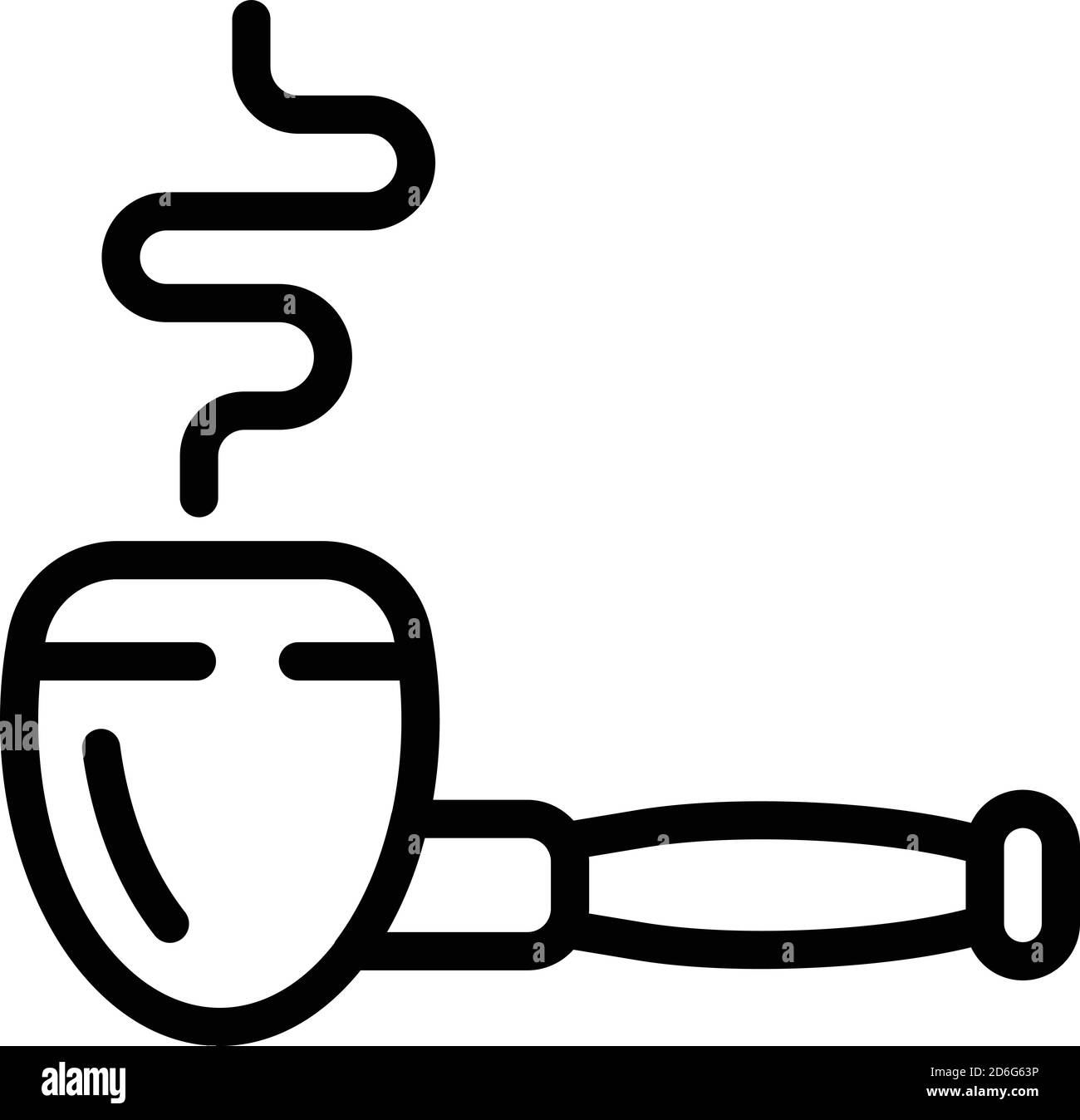 Icône en forme de pipe à fumer brûlante, style de contour Illustration de Vecteur