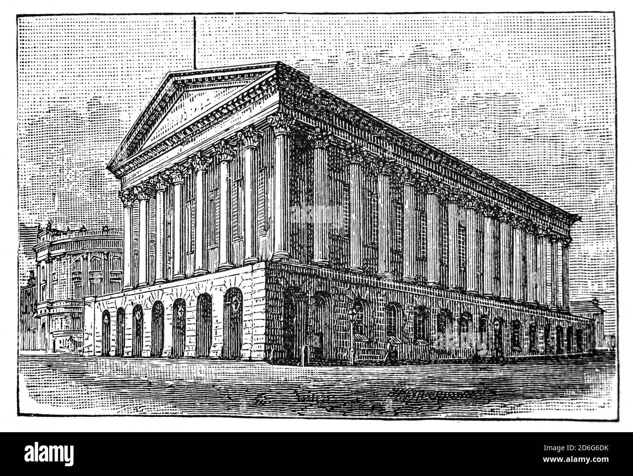 Vue de la fin du XIXe siècle sur l'hôtel de ville de Birmingham, salle de concert et lieu d'assemblées populaires ouverte en 1834 et située à Victoria Square, Birmingham, Angleterre. Il a été créé comme une maison pour le Festival triennal de musique de Birmingham, créé en 1784, afin de recueillir des fonds pour l'Hôpital général. Joseph Hansom, de la renommée de Hansom CAB, et Edward Welch ont été les architectes utilisant une renaissance du XIXe siècle de la conception de l'architecture romaine a été basée sur les proportions du Temple de Castor et de Pollux dans le Forum romain. Banque D'Images
