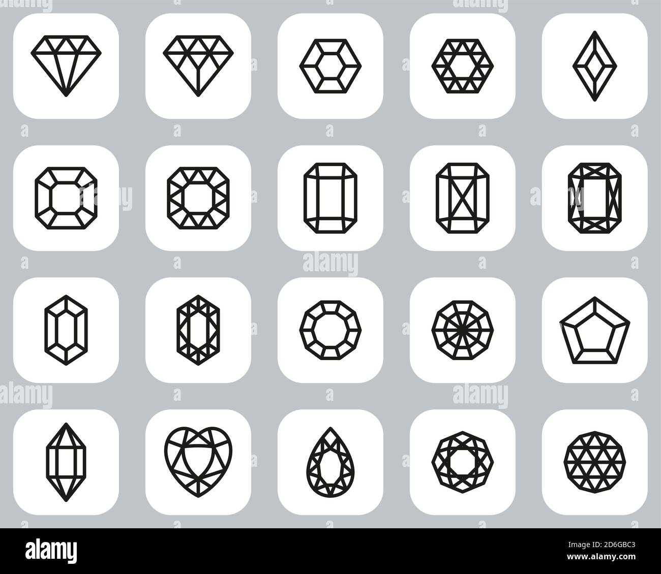 Ensemble de design plat noir et blanc Diamond Shape Icons, grand Illustration de Vecteur