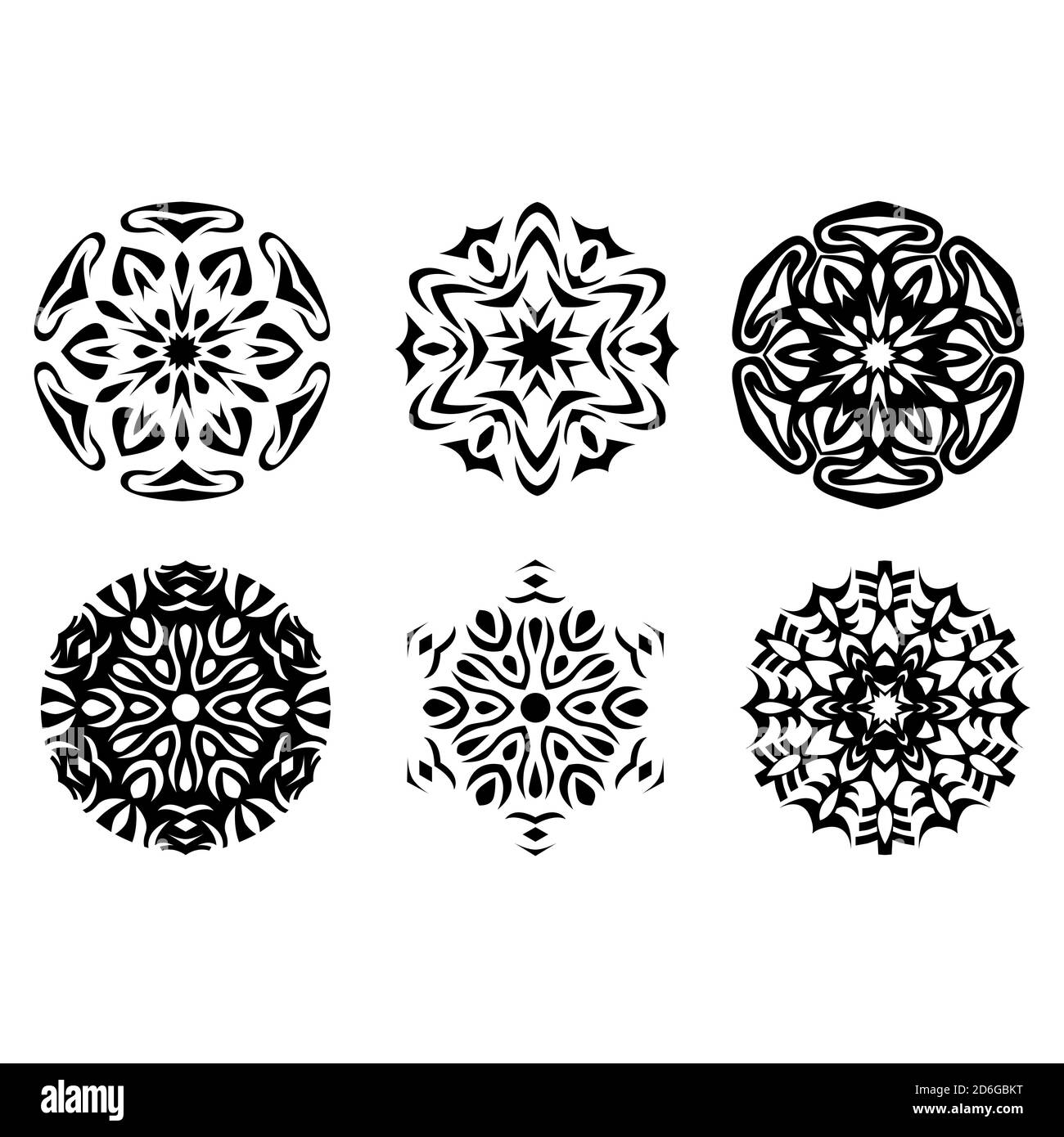 Ensemble de flocons de neige vectoriels. Illustration des fêtes. Neige du nouvel an ornée. Élément de Noël flocon de neige silhouette clipart. Décoration d'hiver. . Illustration vectorielle Illustration de Vecteur