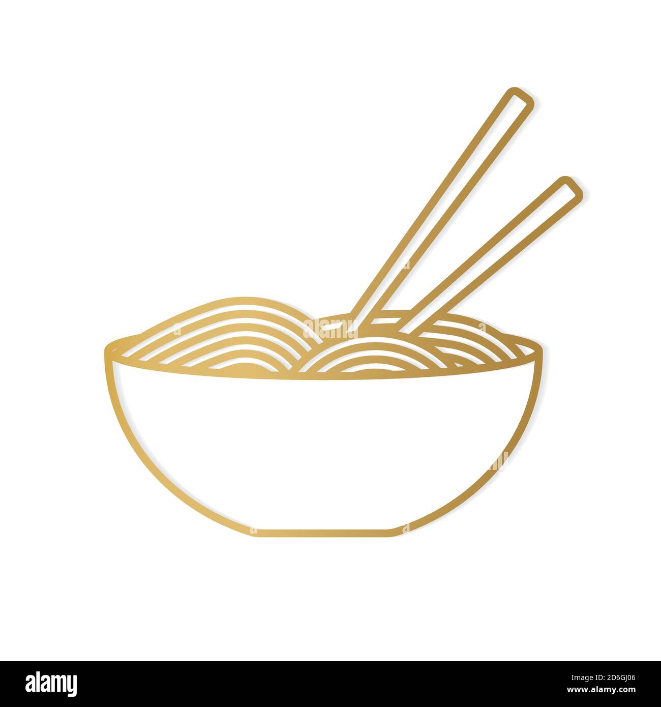 bol à soupe golden ramen avec baguettes - illustration vectorielle Illustration de Vecteur