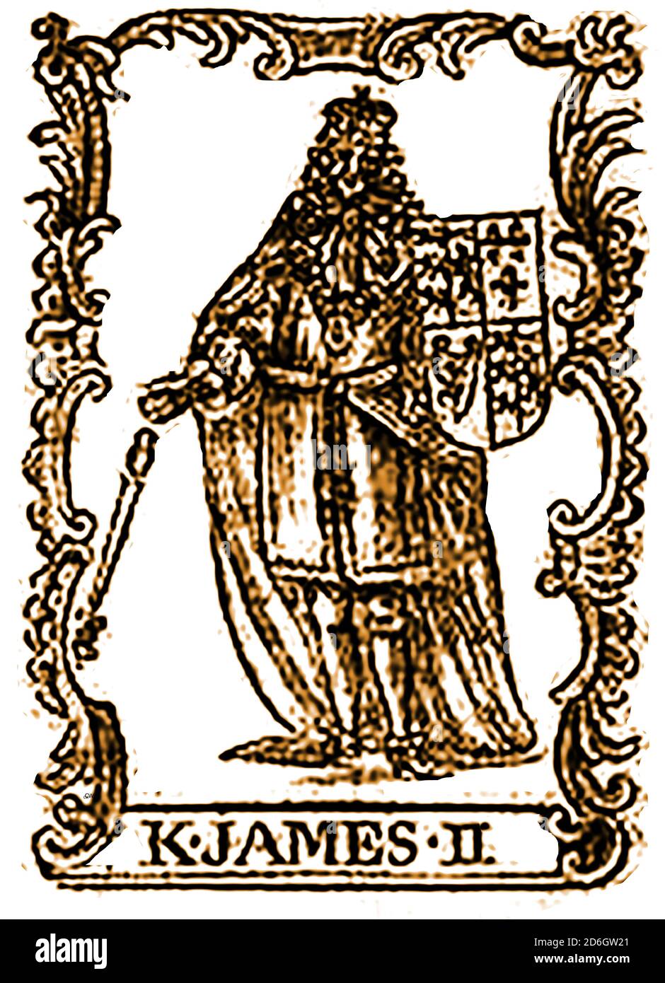 Une gravure du XVIIIe siècle (1756) du roi Jacques II de Angleterre Banque D'Images