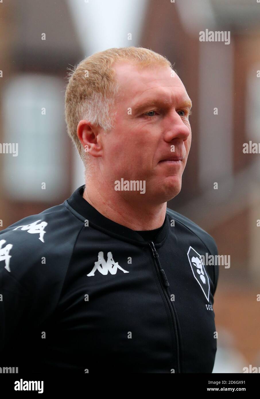 Paul Scholes, directeur de quart de Salford City, avant le match de la Sky Bet League Two à Vale Park, Stoke-on-Trent. Banque D'Images