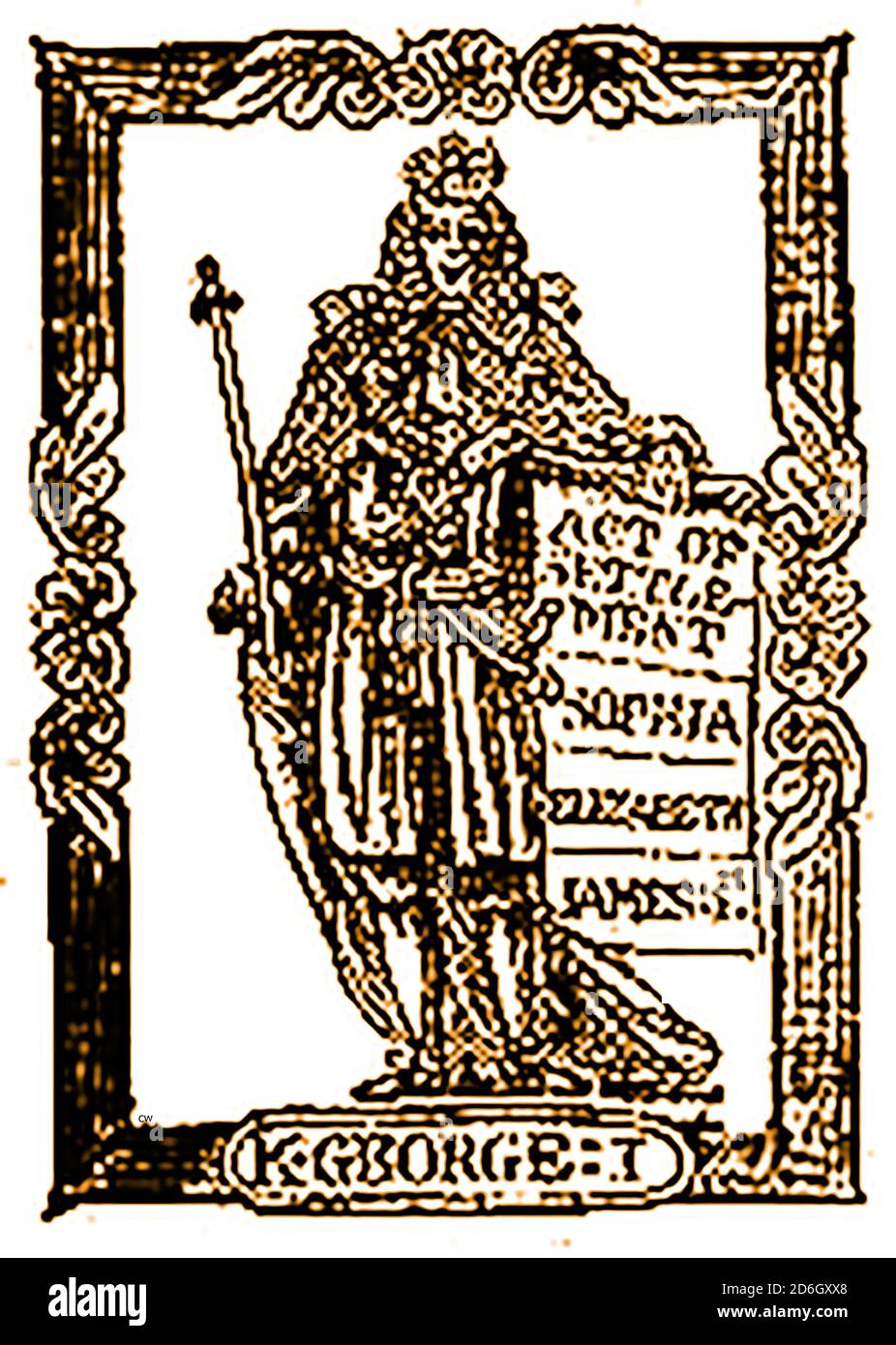 Une gravure du XVIIIe siècle (1756) du roi George I de Angleterre Banque D'Images