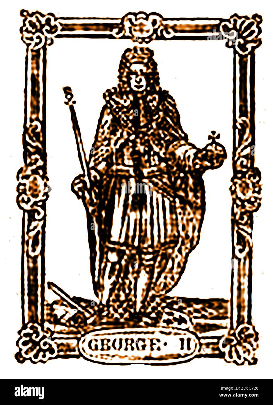 Une gravure du XVIIIe siècle (1756) du roi George II de Angleterre Banque D'Images