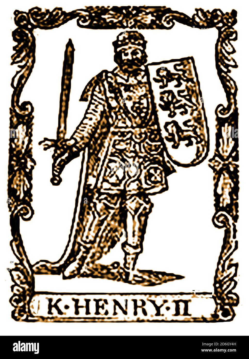 Une gravure du XVIIIe siècle (1756) du roi Henri II de Angleterre Banque D'Images