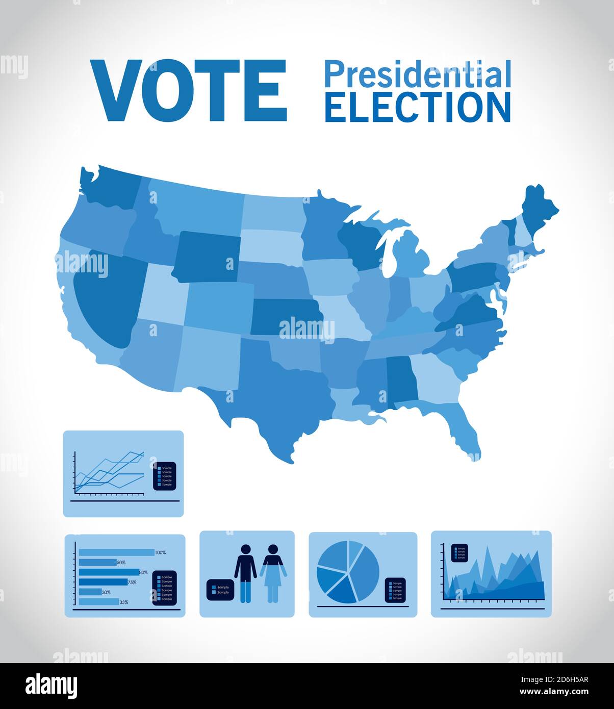 Vote pour l'élection présidentielle avec carte bleue et motif vectoriel graphique Illustration de Vecteur