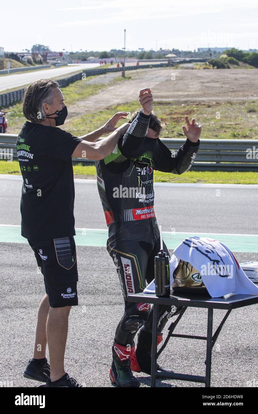 estoril, portugal, Italie, 17 Oct 2020, N° 1 Jonathan Rea GBR Kawasaki ZX-10RR Kawasaki Racing Team WorldSBK remporte le sixième titre mondial de Superbike lors de la ronde 8 Pirelli Estoril Round Race1, Superbike mondial - SBK - Credit: LM/Otto Moretti/Alay Live News Banque D'Images