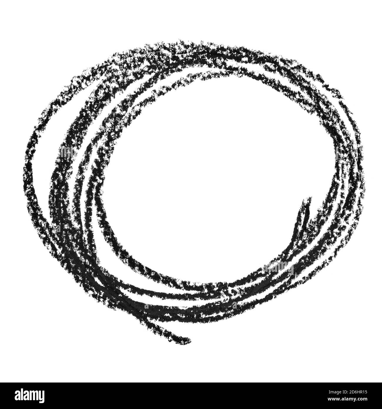 Cercle Doodle par trait de crayon noir isolé sur le blanc arrière-plan Banque D'Images