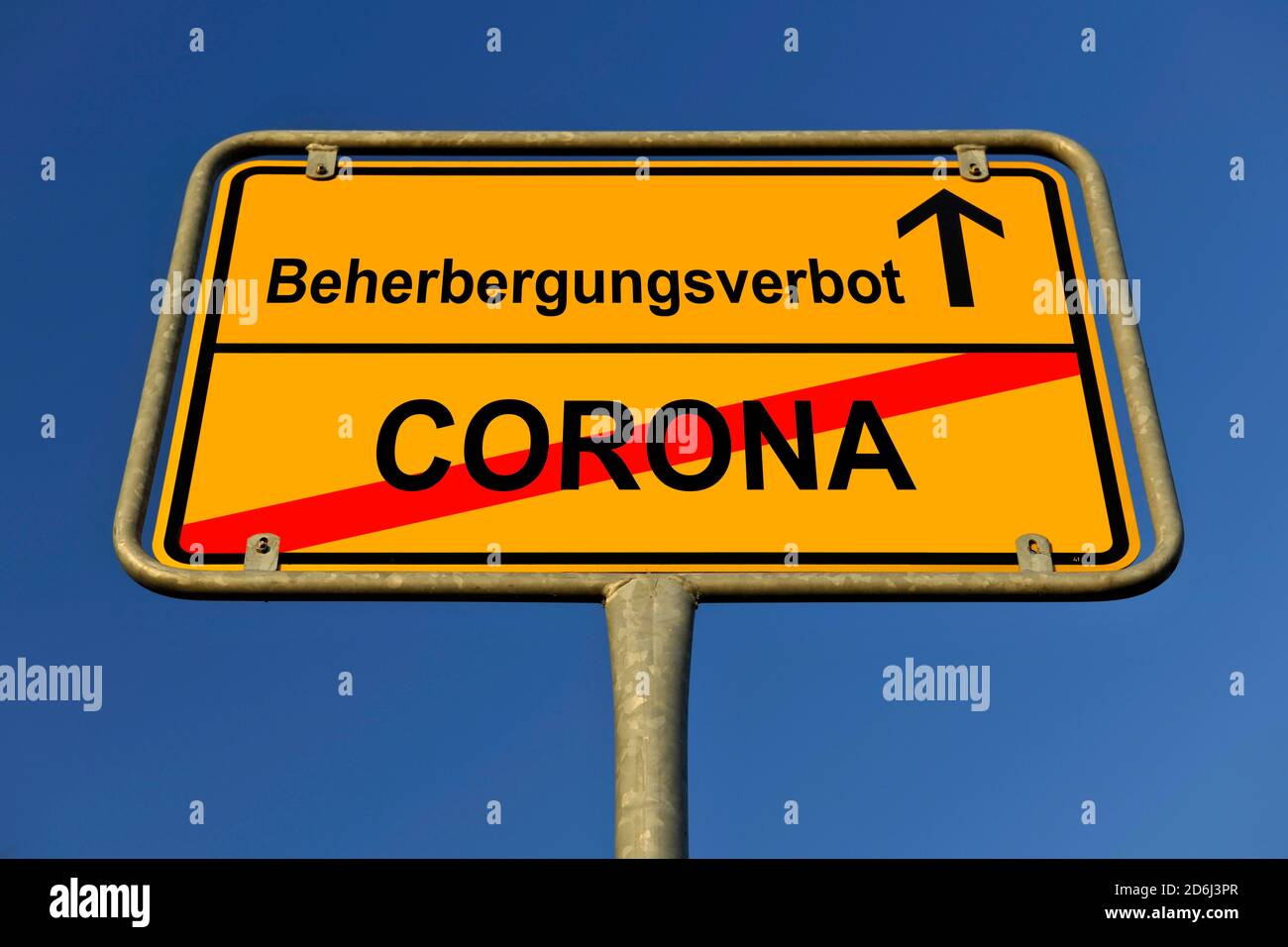 Image symbolique, dispute sur l'interdiction d'hébergement due à la crise de Corona, Allemagne Banque D'Images