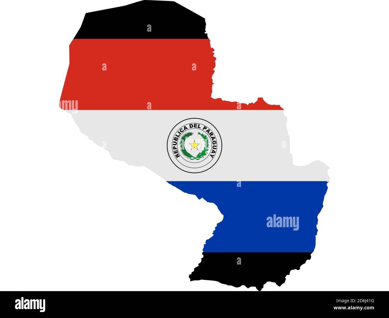 Drapeau sous forme de pays géographique, Paraguay, Amérique latine et Caraïbes, Amérique du Sud, Amériques Banque D'Images