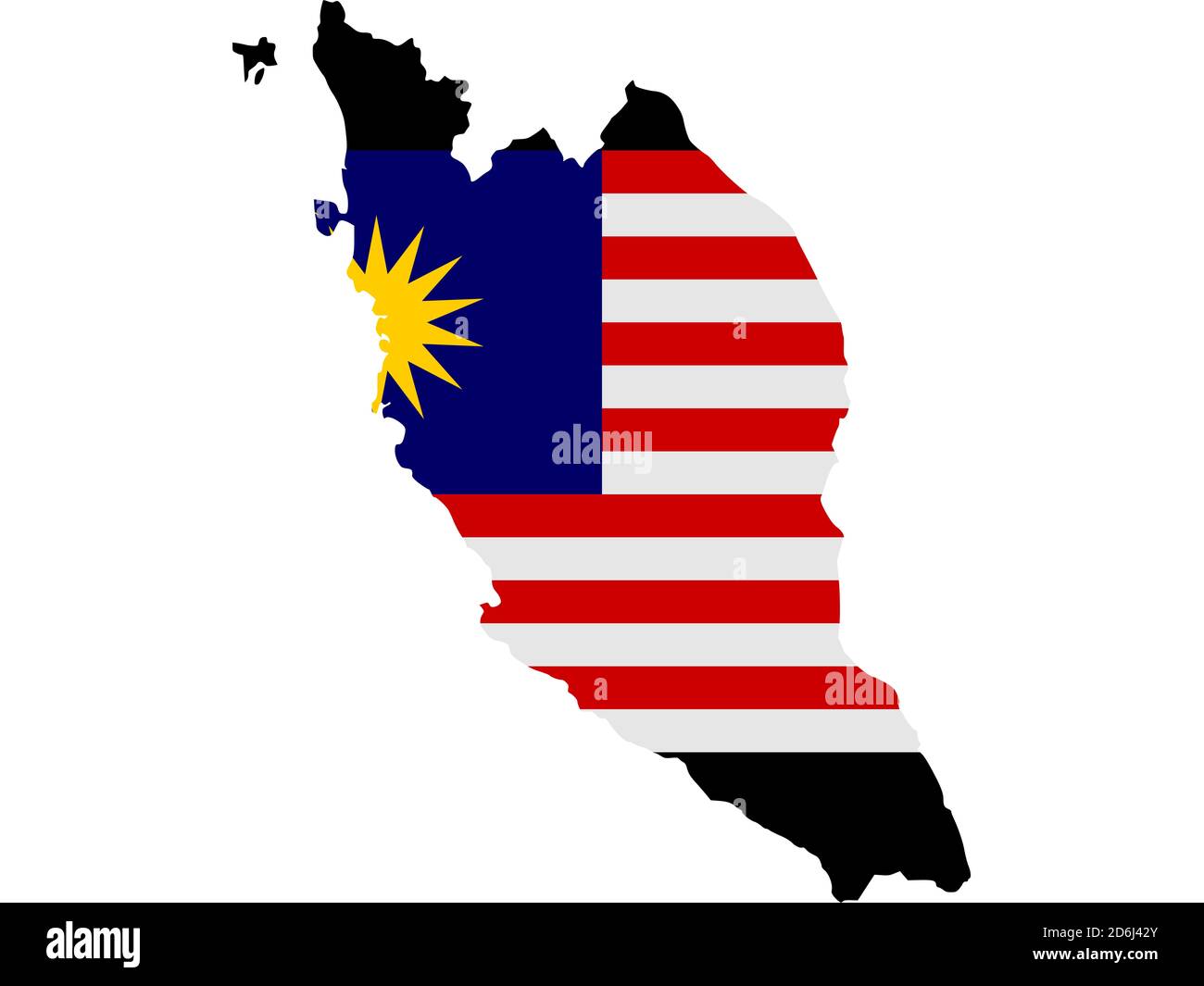 Drapeau sous forme de pays géographique, Malaisie, Asie du Sud-est, Asie Banque D'Images