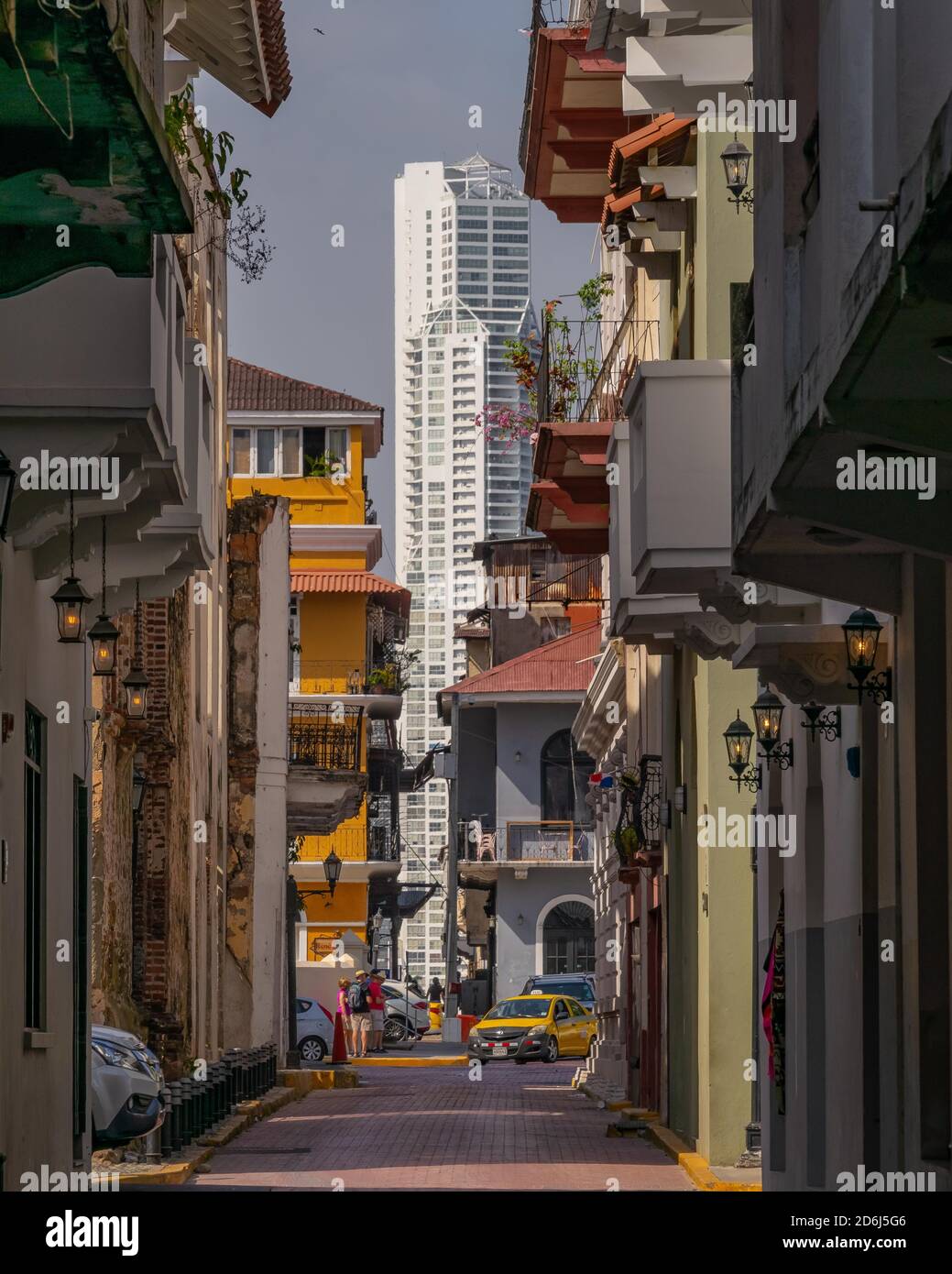 Rue dans la vieille ville, Casco Viejo, Panama City, Panama Banque D'Images