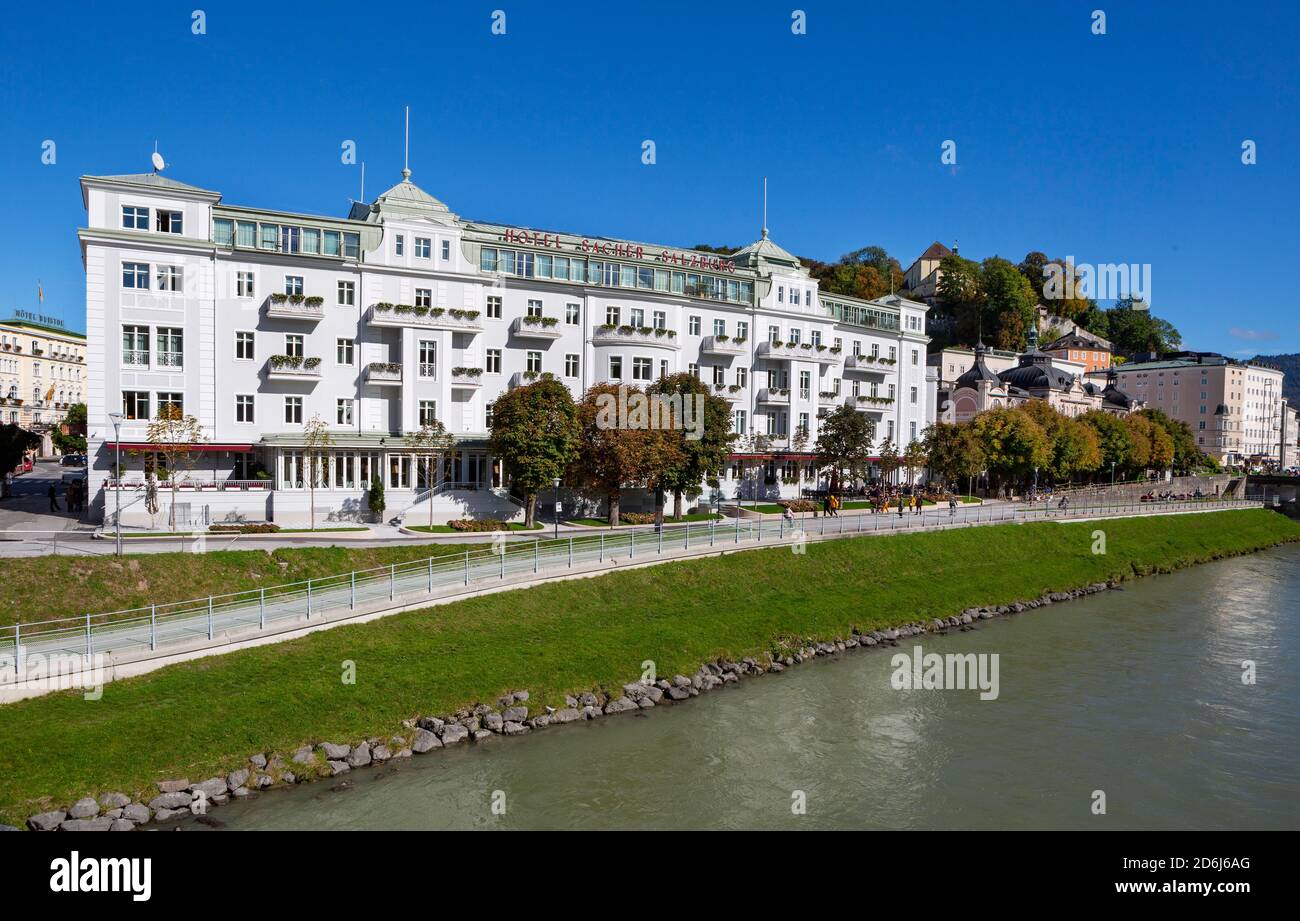 Hotel Sacher on the Salzach, Salzbourg, Autriche Banque D'Images