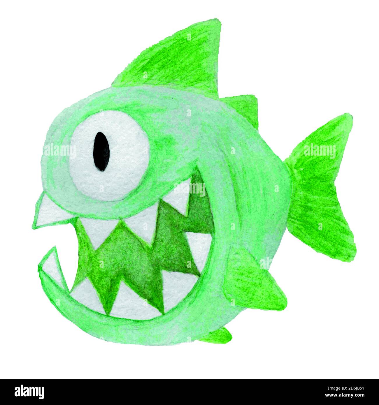 dessin aquarelle de poissons sur fond blanc Banque D'Images