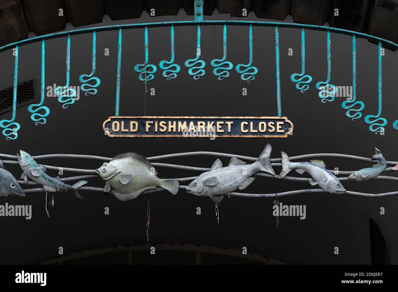 Old Fishmarket panneau de fermeture, à côté de Royal Mile, Édimbourg, Écosse, Royaume-Uni Banque D'Images