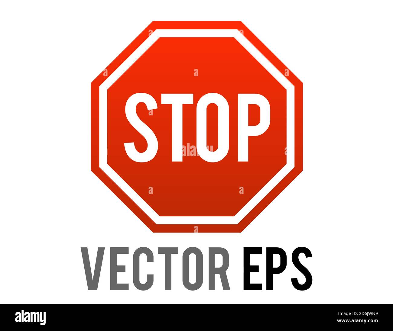Le vecteur isolé dégradé rouge octogonal avertissement de route avec Icône D'ARRÊT de mot Illustration de Vecteur
