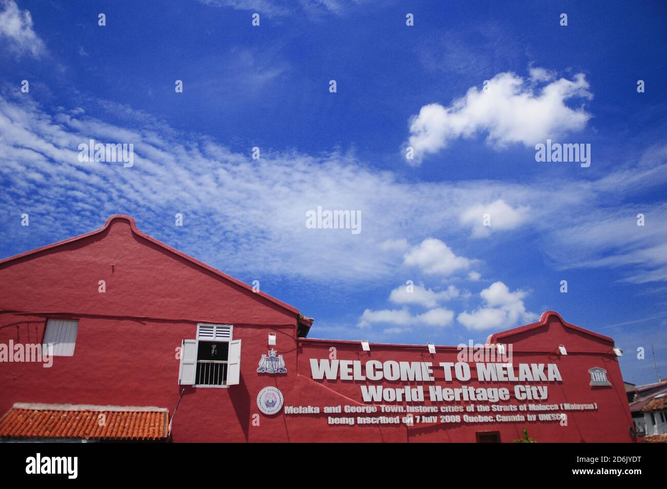 Panneau de la ville du patrimoine mondial de Melaka, Malacca, Malaisie Banque D'Images