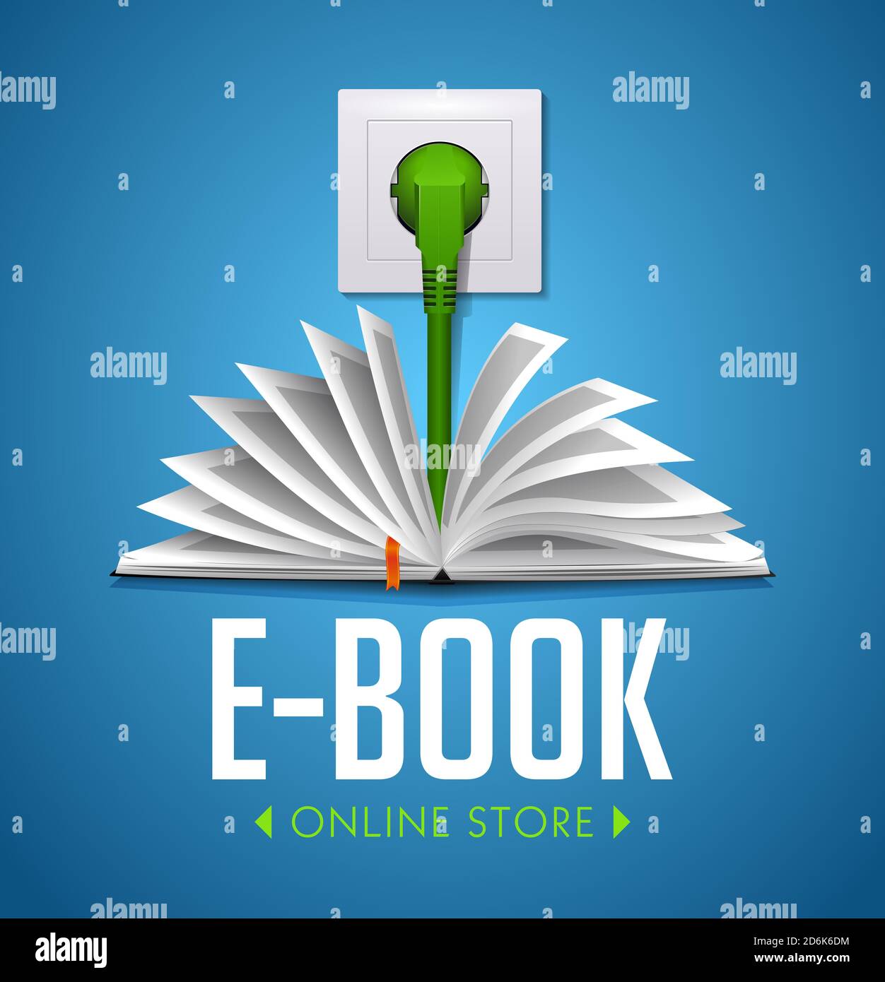 Concept eBook - livre connecté à la ligne électrique Banque D'Images