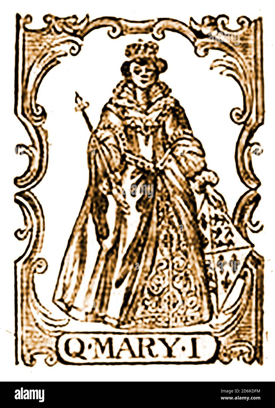 Une gravure du XVIIIe siècle (1756) de la reine Mary aka Bloody Marie d'Angleterre Banque D'Images