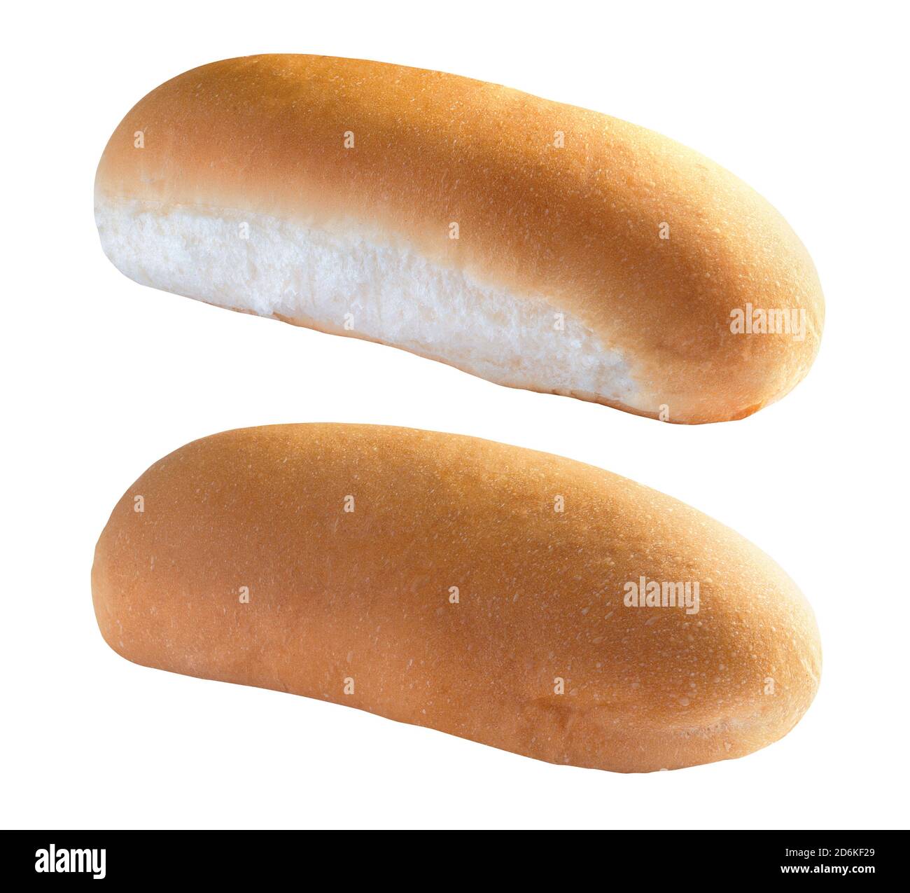 Pain hot dog sur fond blanc Banque D'Images