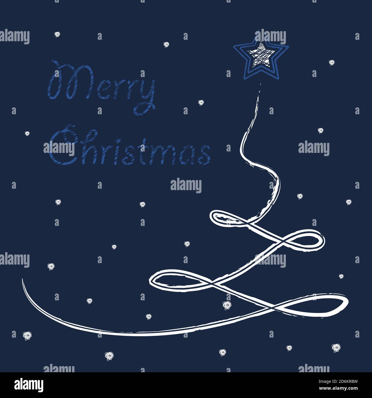 Fond de Noël avec arbre de Noël et flocons de neige tombant Illustration de Vecteur