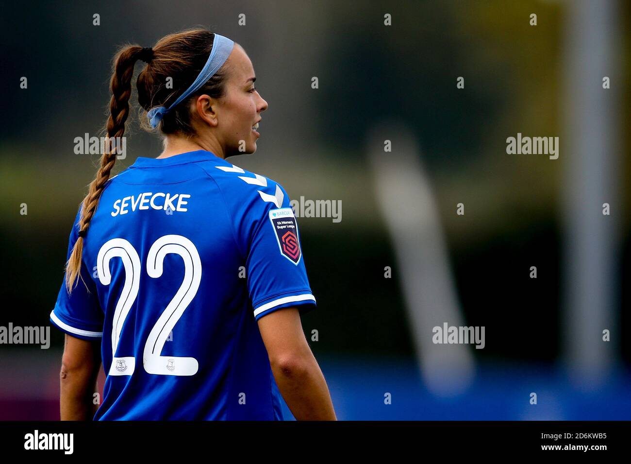 Liverpool, Royaume-Uni. 18 octobre 2020. Rikke Sevecke d'Everton regarde. Barclays Women's super League match, Everton Women contre Brighton & Hove Albion Women au Walton Hall Park à Liverpool le dimanche 18 octobre 2020. Cette image ne peut être utilisée qu'à des fins éditoriales. Utilisation éditoriale uniquement, licence requise pour une utilisation commerciale. Aucune utilisation dans les Paris, les jeux ou les publications d'un seul club/ligue/joueur.pic par Chris Stading/Andrew Orchard sports Photography/Alamy Live News crédit: Andrew Orchard sports Photography/Alamy Live News Banque D'Images