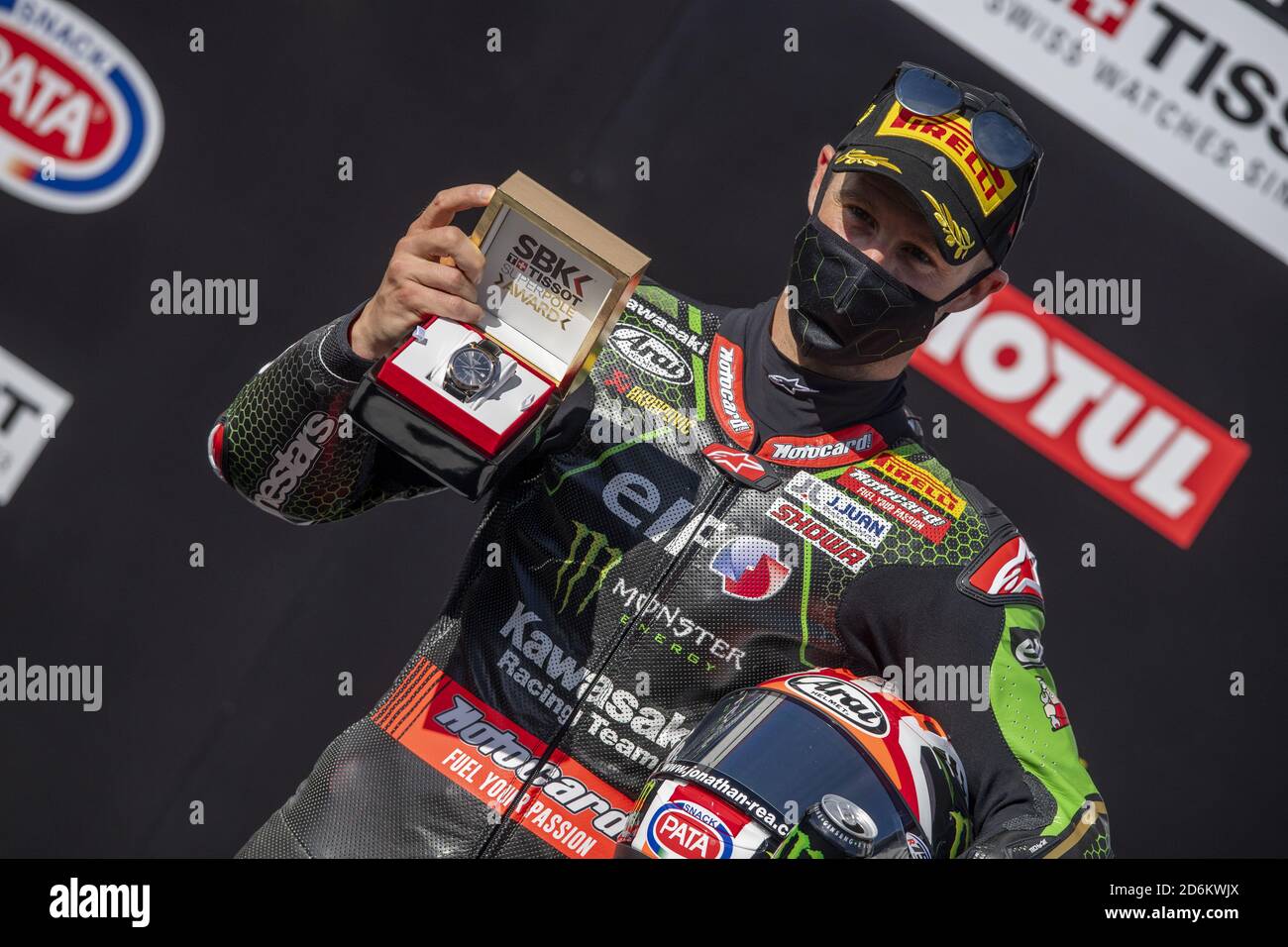 Estoril, Portugal., 18 Oct 2020, N° 1 Jonathan Rea GBR Kawasaki ZX-10RR Kawasaki Racing Team WorldSBK 1er Tissot superpole Award 2020 SBK au cours de la ronde 8 Pirelli Estoril Round - course, World Superbike - SBK - Credit: LM/Otto Moretti/Alay Live News Banque D'Images