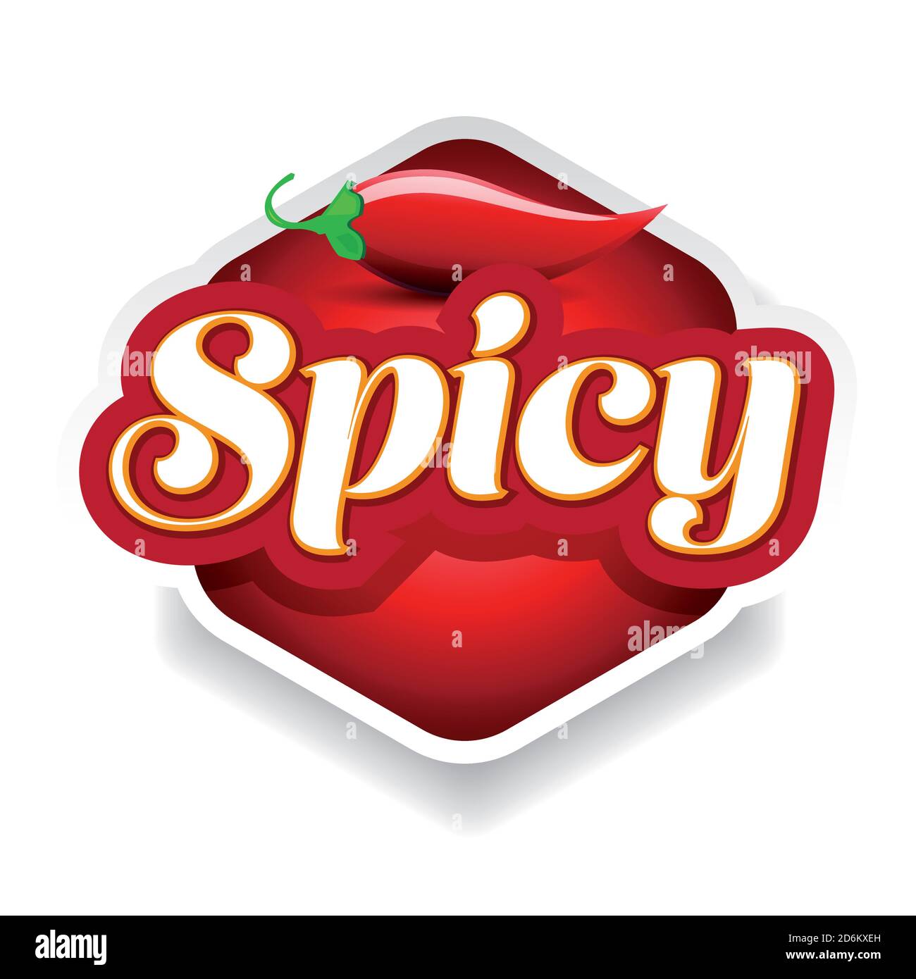 Étiquette rouge de l'affiche de nourriture épicée Illustration de Vecteur