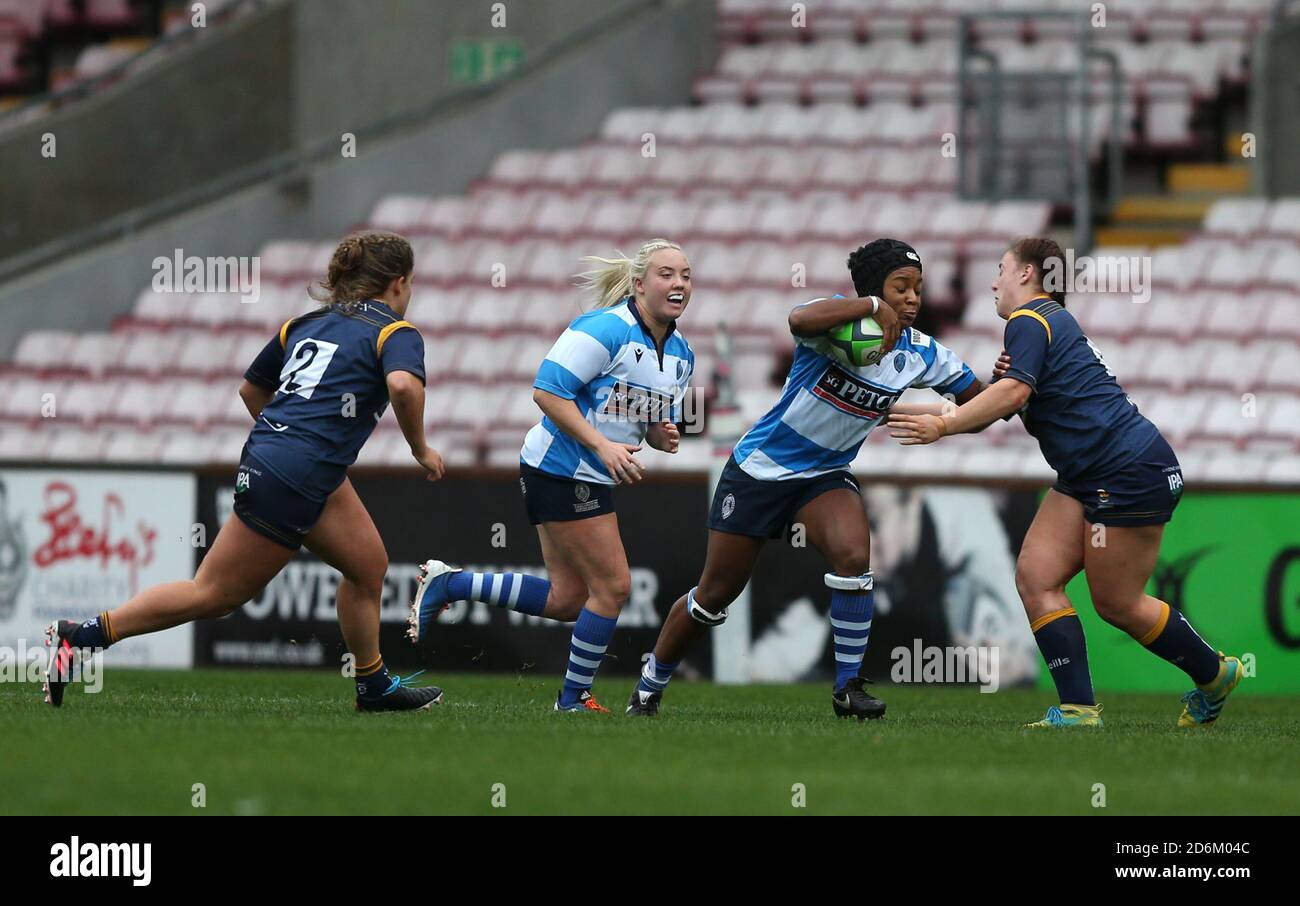 Tiana Gordon de Darlington Mowden Park Sharks sur l'attaque lors du match FÉMININ ALLIANZ PREMIER 15S entre Darlington Mowden Park Sharks et Worcester Warriors à la Northern Echo Arena de Darlington, le samedi 17 octobre 2020. (Credit: Chris Booth | MI News) Credit: MI News & Sport /Alay Live News Banque D'Images