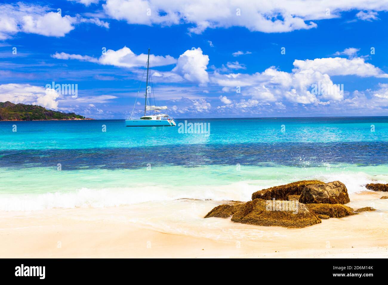 La nature tropicale idyllique des îles Seychelles Banque D'Images