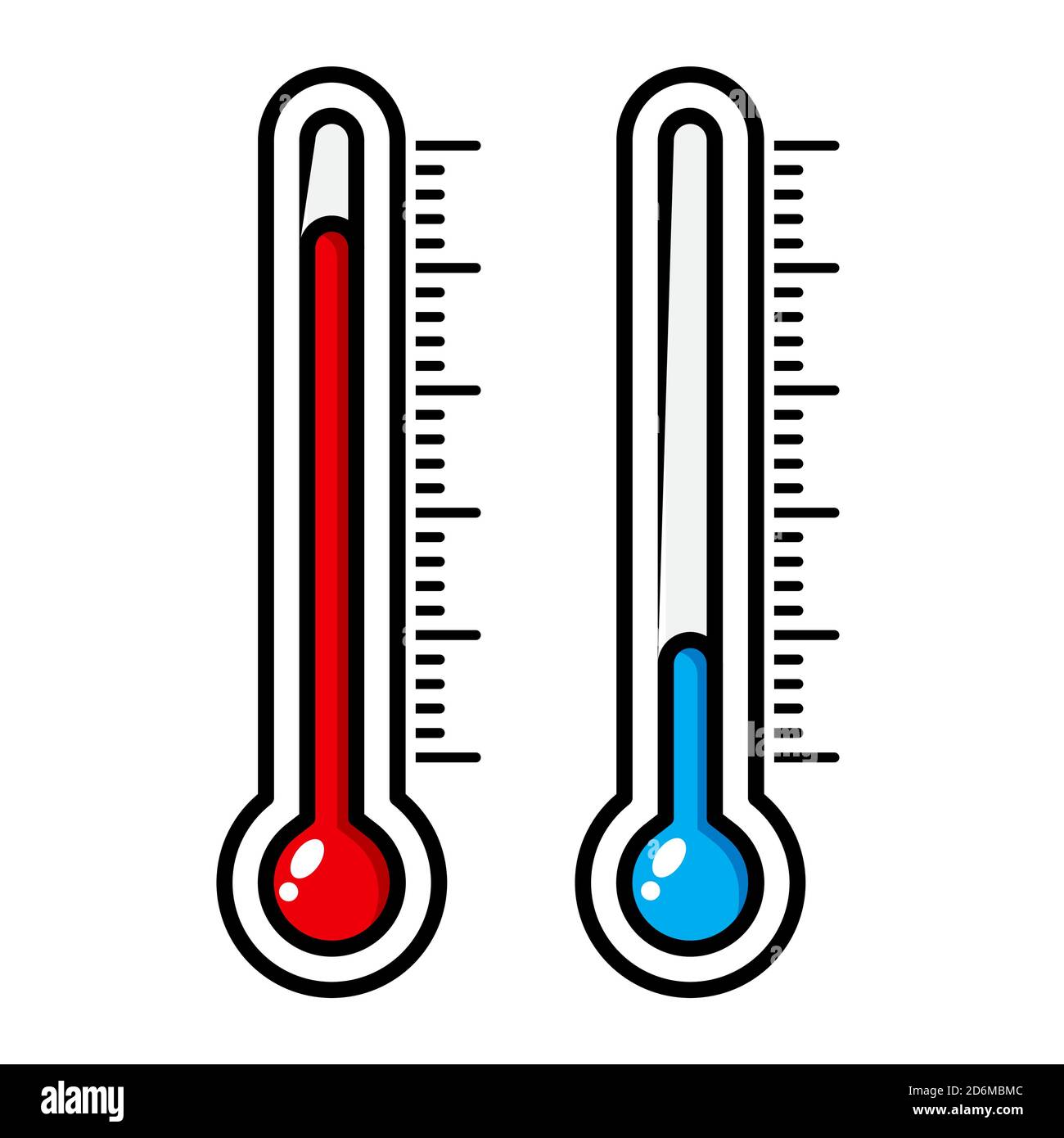 Illustration de la bande dessinée du thermomètre isolée sur blanc. Icône de  vecteur de thermostat météorologique. Mesurer le niveau : chaud et froid.  Mesure de la température. Bleu an Image Vectorielle Stock -