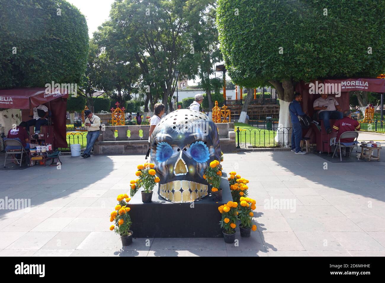 À Morelia, au Mexique, le jour des morts est célébré avec des marigolds, des marchés et des œuvres d'art dans toute la ville. Banque D'Images