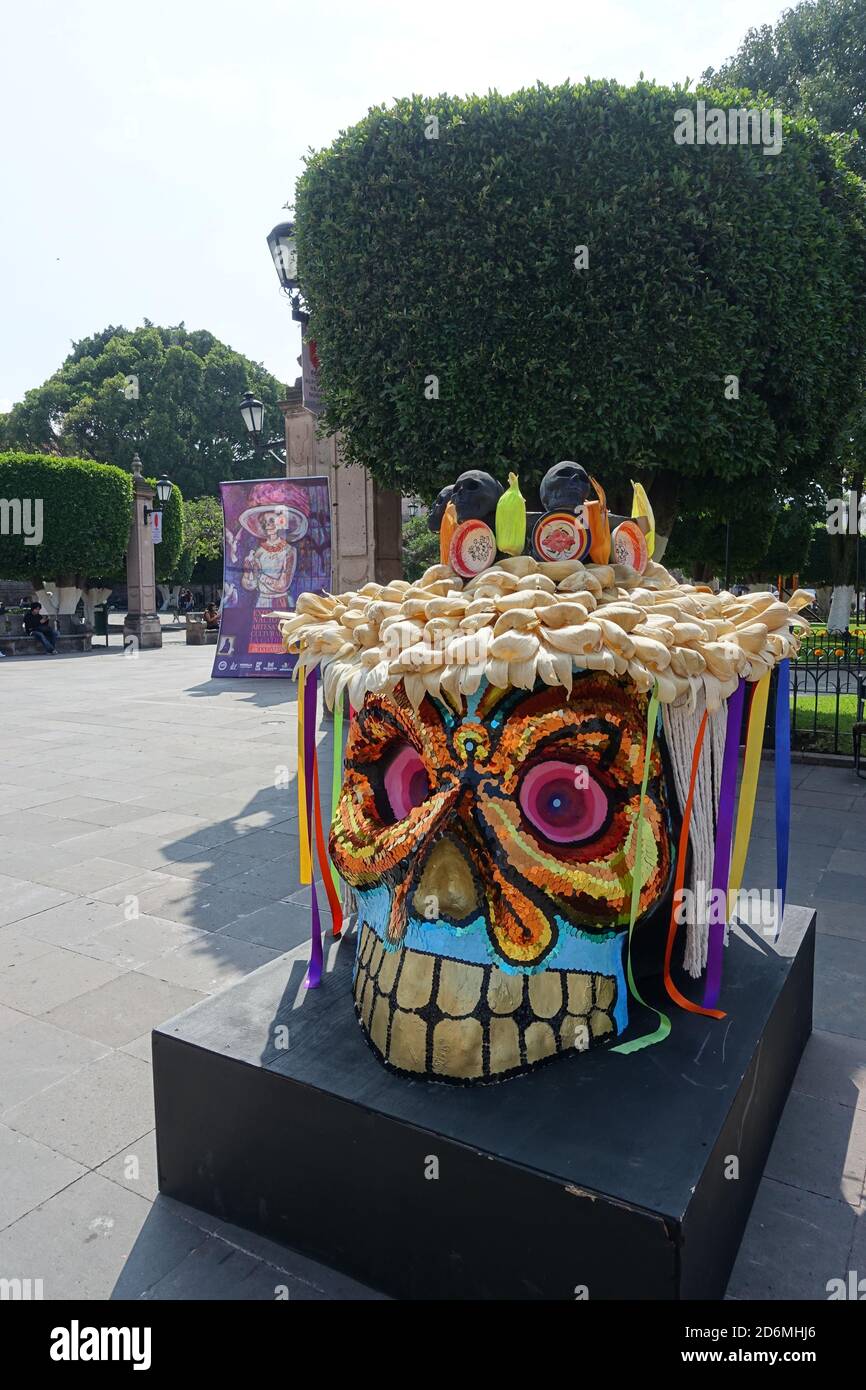 À Morelia, au Mexique, le jour des morts est célébré avec des marigolds, des marchés et des œuvres d'art dans toute la ville. Banque D'Images