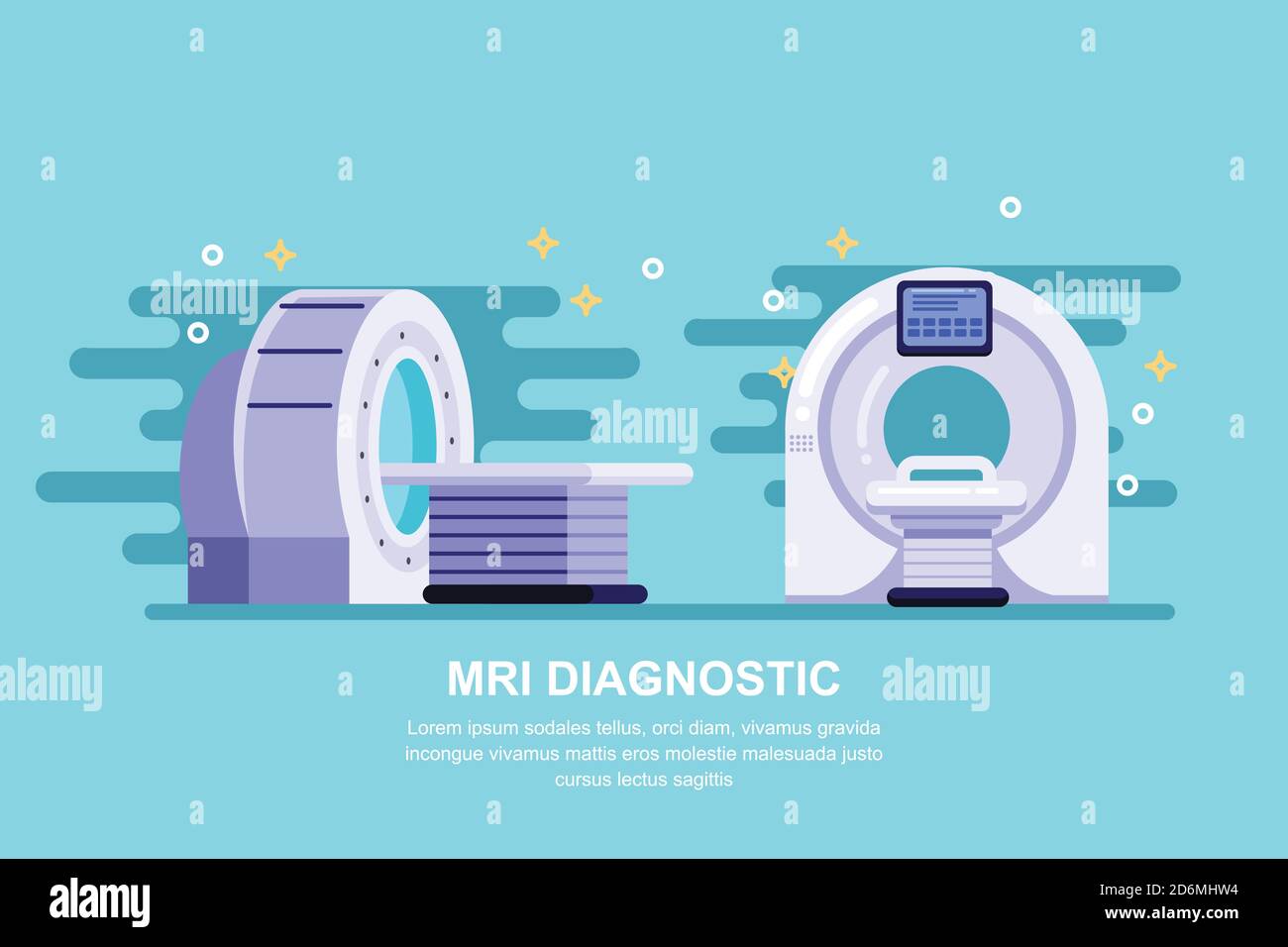 Dispositif d'acquisition d'imagerie par résonance magnétique, illustration vectorielle plate. Équipement médical hospitalier et concept de diagnostic. Illustration de Vecteur